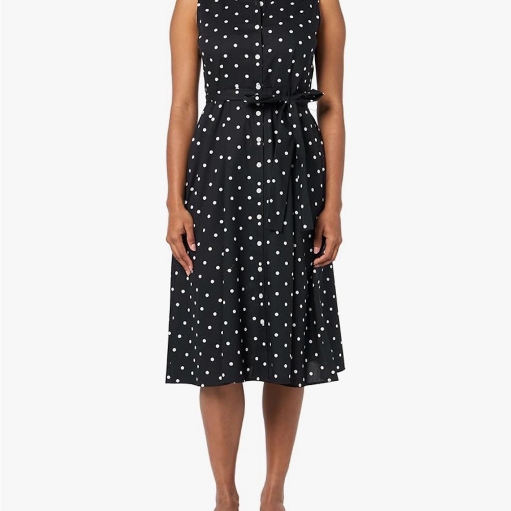 SOLD- Tommy Hilfiger 100% Cotton Black and White Polka Dot Midi Dress